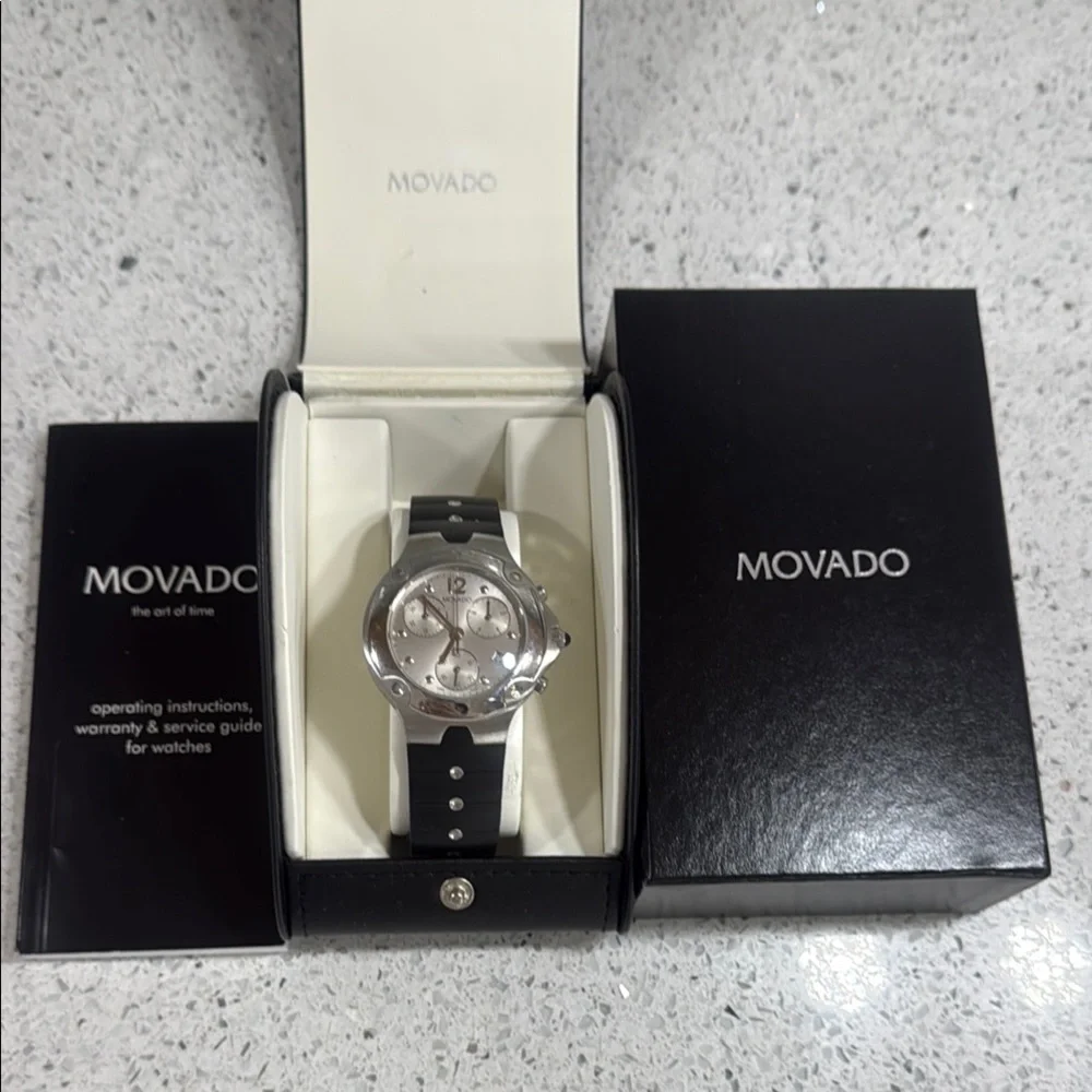 Movado Men's Black and Silver Watch